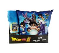 Manta Polar con Estampado Dragon Ball Z y Cojín Incluido 35x35 cm, Set 2 Piezas Alta Calidad en Microfibra