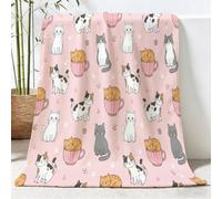 Mantas de franela 180 x 220 cm - Linda manta suave para niña para cama, silla, sofá, sofá, dibujos animados, linda mascota japonesa, gato de té, manta mullida de felpa para aire acondicionado y