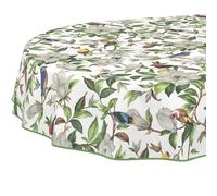 Mantel de Hule Lavable, fácil de Limpiar, Impermeable, Efecto Loto, para jardín, Calibri, Ovalado, 200 x 140 cm, con Dobladillo (Ribeteado)