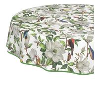 Mantel de Hule Lavable, fácil de Limpiar, Impermeable, Efecto Loto, para jardín, Calibri, Redondo, 140 cm, con Dobladillo (Ribeteado)