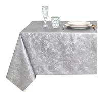 Mantel de hule PVC para mesa rectangular, impermeable y fácil de limpiar, con base de algodón. Ideal para mesas de comedor, cocina y hogar. Diseño moderno en color plateado.