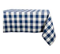 Mantel DII 100% algodón, Lavable a máquina, Cena y Vacaciones, servilletera/Camino de Mesa, Navy & Cream Buffalo Check, 60 x104 Inches