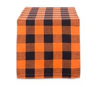 Mantel DII 100% algodón, Lavable a máquina, Cena y Vacaciones, servilletera/Camino de Mesa, Orange & Black Buffalo Check, Table Runner 14x108
