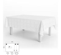 Mantel hule muleton rectangular blanco impermeable antimanchas pvc 140x250 cm. recortable uso interior y exterior