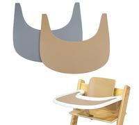 Mantel individual para silla alta, 2 piezas de silicona para silla alta, limpio e higiénico, para cubierta de bandeja de trona Stokke, apto para bandeja de trona Stokke Tripp Trapp (gris/marrón)