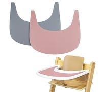 Mantel individual para silla alta, 2 piezas de silicona para silla alta, limpio e higiénico, para cubierta de bandeja de trona Stokke, apto para bandeja de trona Stokke Tripp Trapp (gris/rosa)