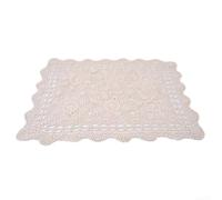 Mantel rectangular de encaje de ganchillo hecho a mano de 40 x 60 cm, para pequeñas mesas de comedor, cubierta decorativa para restaurantes y cafeterías (beige)