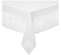 Mantel Rectangular de Lino Violeta, Blanco, 60" x 84"