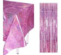 Mantel rectangular desechable para fiestas con purpurina, impermeable, mantel rectangular para escolar, unicornio, cumpleaños, princesa, mariposa, mantel decorativo, 137 x 274 cm, 1 paquetes
