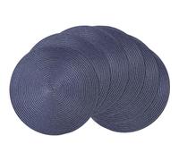Manteles Individuales Juego de 6, 36cm, Salvamanteles Individuales Lavables Redondo, Resistente al Calor, Mantel Individual Plastico para Cocina Comedor, Azul