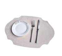 Manteles Individuales Mantel Individual de Cuero Doble Cara, Almohadilla térmica Antideslizante con Aislamiento Terciopelo imitación Ovalado, 2 uds(Pearl White 2)