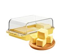 Mantequera con tapa para encimera de trabajo, recipiente dispensador transparente, estilo granja, bandeja para mantequilla, para queso, para untar, para colocar encima de la encimera de la