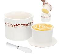 Mantequera de Cerámica, 11.7*8.6cm Porcelana para Mantequilla, Mantequera con Tapa, Mantequillera Francesa Vintage, para Guardar Mantequilla Fresca, Suave y lista para Comer
