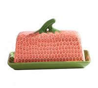 Mantequera de cerámica con tapa, lindo recipiente navideño para mantequilla de fresa para encimera, estilo 2