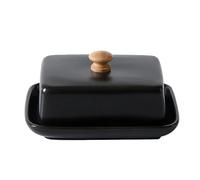 Mantequera de cerámica con tapa, rectangular, reutilizable, elegante for cocina y restaurante Para Hogar Cocina(Black)