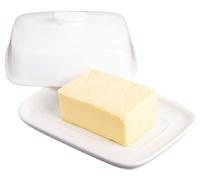 Mantequera de porcelana blanca kitchencraft con tapa, 19 x 14 x 7,5 cm