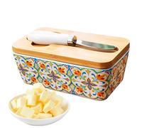 Mantequera | Mantequera de cerámica con tapa cortaburro - Decoración de cocina conservación para hornear dulces