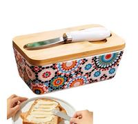 Mantequera | Mantequera de cerámica con tapa para la encimera | Cuenco decorativo de cocina para mesa de comedor, cocina, frigorífico, idea de regalo