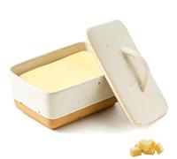 Mantequillera de Cerámica con Tapa, Recipiente para Guardar Mantequilla, Mantequera de Porcelana 14,5 x 10,2 x 6,5 cm, para Mantequilla Blanda y Fresca, 350ML
