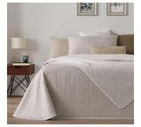 Manterol Colcha bouti Reversible Estampado florecillas y Rayas-Summer Beige Bed 90cm