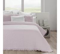 Manterol Colcha bouti Textura Fruncida con topitos y Volante Blanco - Polka (c.04 Malva Empolvado, 150/160 cm)