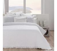 Manterol Colcha bouti Textura Fruncida con topitos y Volante Blanco - Polka (c.13 Blanco, 135/140 cm)