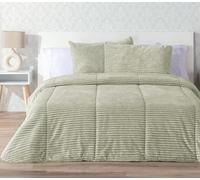 Manterol Edredón Comforter Lines Melange con Borreguillo, Verde 05 Cama de 135 (235x260)