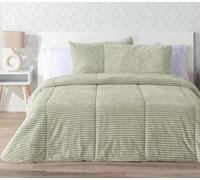Manterol Edredón Comforter Lines Melange con Borreguillo, Verde 05 Cama de 135 (235x260)