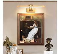 MantoLite LED Regulable Lámparas de Pared 10W,40CM Interior Iluminación para cuadros y expositores Cabeza Giratoria Lectura Lámpara,Latón Mate Baño Espejo Apliques de Pared 3000K/4000K/6000K