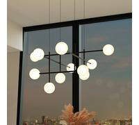 Mantra Iluminación Lámpara colgante bodega, hierro, negro, cristal, blanco, 11 luces