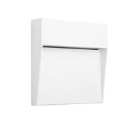 Mantra Iluminación. Modelo BAKER. Señalizador exterior cuadrado de 16 cm fabricado en aluminio y policarbonato acabado en color blanco arena. Fuente de luz LED 6W 3000K 420Lm (incl.)