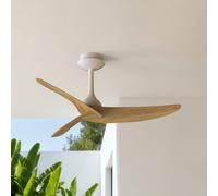 Mantra Iluminación Ventilador de techo Ipanema, blanco/madera, CC, silencioso, control remoto, IP44