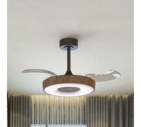 Mantra Iluminación Ventilador de techo LED inteligente Coin, madera/negro, CC, silencioso
