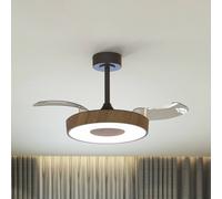 Mantra Iluminación Ventilador de techo LED inteligente Coin Mini, madera/negro, CC, silencioso