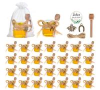 MAOOY 30 Tarros De Miel Hexagonal 45 Ml Con Cuchara De Miel Tarros Pequeños Tapa Dorada Cuerda De Cáñamo Tarjetas De Agradecimiento Bolsas De Organza Para Regalos De Invitados De Boda
