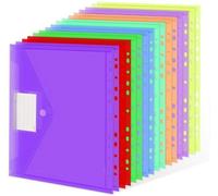 Mapa A4 para archivo de documentos, transparente, 8 colores, tamaño A4, borde de 11 compartimentos, área para etiquetas y cierre de velcro
