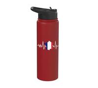 Mapa de la bandera francesa del latido del corazón de Stainless Steel Insulated Water Bottle