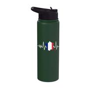 Mapa de la bandera francesa del latido del corazón de Stainless Steel Insulated Water Bottle