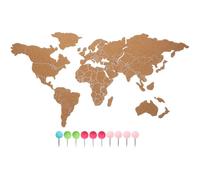 Mapa del Mundo de Tablero de Corcho de Pared, Madera, Khaki