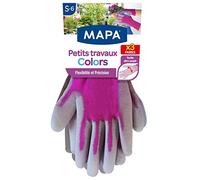 Mapa - Petits Travaux Colors x3 - Gants de Jardinage ultra souple en polyamide - Polyvalent pour tous vos petits travaux de jardinage - 3 paires - Taille 6/S - 3 coloris Rose/Bleu/Violet