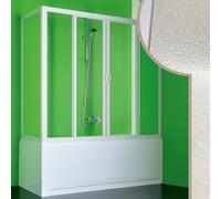 MAMPARA DE BAÑERA 75x140 CM DE PVC CRILEX ACRÍLICO 2 HOJAS CORREDERAS BLANCO