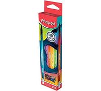 Maped - 12 lápices de grafito Black'Peps Energy HB punta de goma - Lápices de papel negros decorados - Mensaje positivo e inspirador - Caja 12 lápices 852001 multicolor