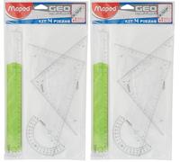 Maped 227835 - Kit trazado 4+1, regla de 30 cm, cartabón, escuadra, transportador y regla 20 cm, Colores Surtidos (Paquete de 2)