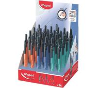 Maped - 24 Lápices con Mina Automática, Capuchón Protector Antirrotura, Diseño Ergonómico y Moderno, Caja Display de Sobremesa para Tiendas, Escritura Suave en 3 Colores Vibrantes