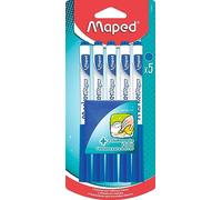 Maped 741815 Marker Pops - Juego de 5 rotuladores de borrado en seco (incluye 1 paño para pizarras y pizarras blancas, punta mediana, 1,5 mm)