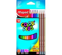 Maped 832272 - 12 lápices de colores, lápices de colores y 3 lápices Graph'PEPS, 15 unidades (1 unidad)
