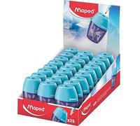 Maped Arctic Shaker - Expositor de Mostrador con 25 Sacapuntas, Sacapuntas con Depósito y Diseño Ergonómico, Lote de 25 Unidades Listo para Vender, Suministros Escolares y Oficina