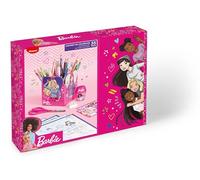 Maped Barbie - Estuche de regalo para colorear - Lápices, rotuladores, tallas, tijeras de 13 cm, goma de borrar, pegatinas, bote de lápices - Licencia oficial Barbie