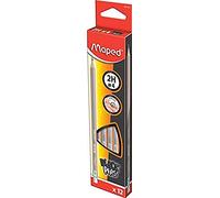 MAPED - Caja de 12 lápices de papel grafito Aveec punta goma Black'Peps, dureza 2H, de madera