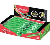 Maped - Caja de 12 rotuladores fluorescentes Peps Pen, color verde, formato bolígrafo ideal para el estuche.